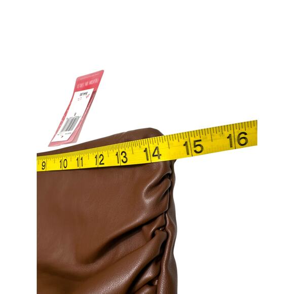 NWT Fashion on Earth Faux Sleek Brown Leather Wrap Skirt Size Small - Picture 10 of 11